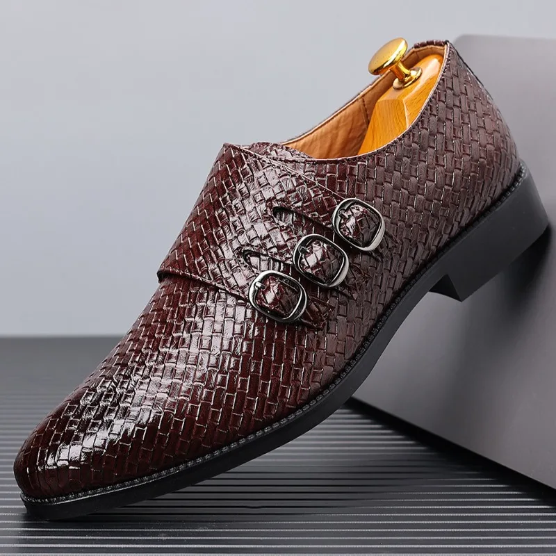 Knit Men\'s Leather Shoes Formal Business Dress Shoes for Men Classic Casual  Luxury Formal Shoes Derby Party Oxford Men Footwear