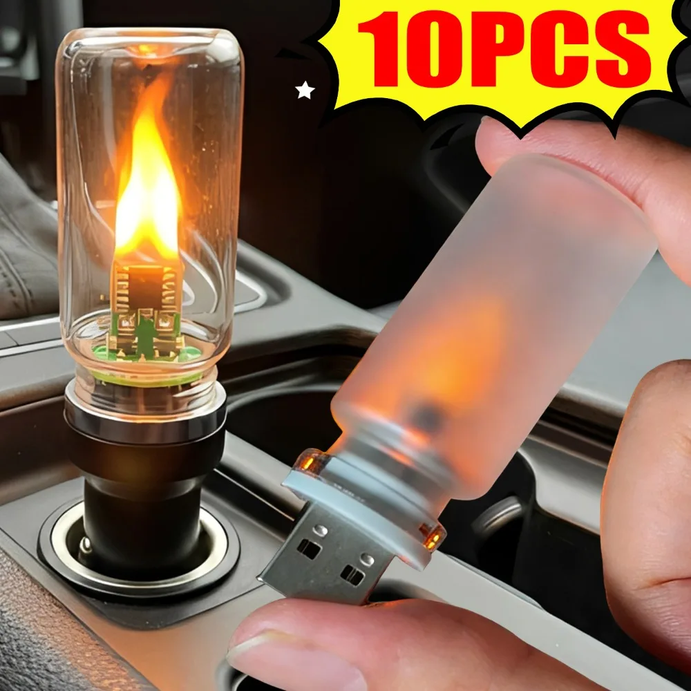 

Universal Car USB Ambient Light Mini LED Flame Effect Lamp Auto Interior Atmosphere Decor Neon Bulb for Auto Truck Laptop PC