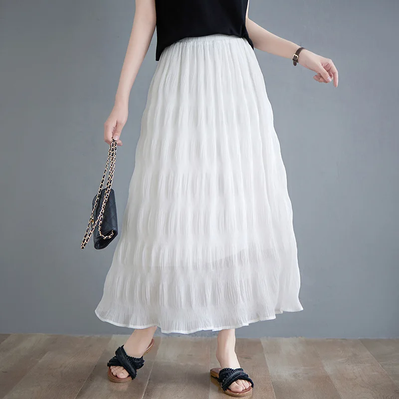 

2026 Spring/Summer Japanese And Korean Style Casual Slimming Draped Multi-color High-waisted Loose Breathable A-line Pleated