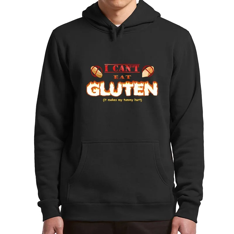 

I Can't Eat Gluten It Makes My Tummy Hurt Hoodies Gluten Intolerance Harajuku Hooded Sweatshirt Casual Unisex Soft Pullovers