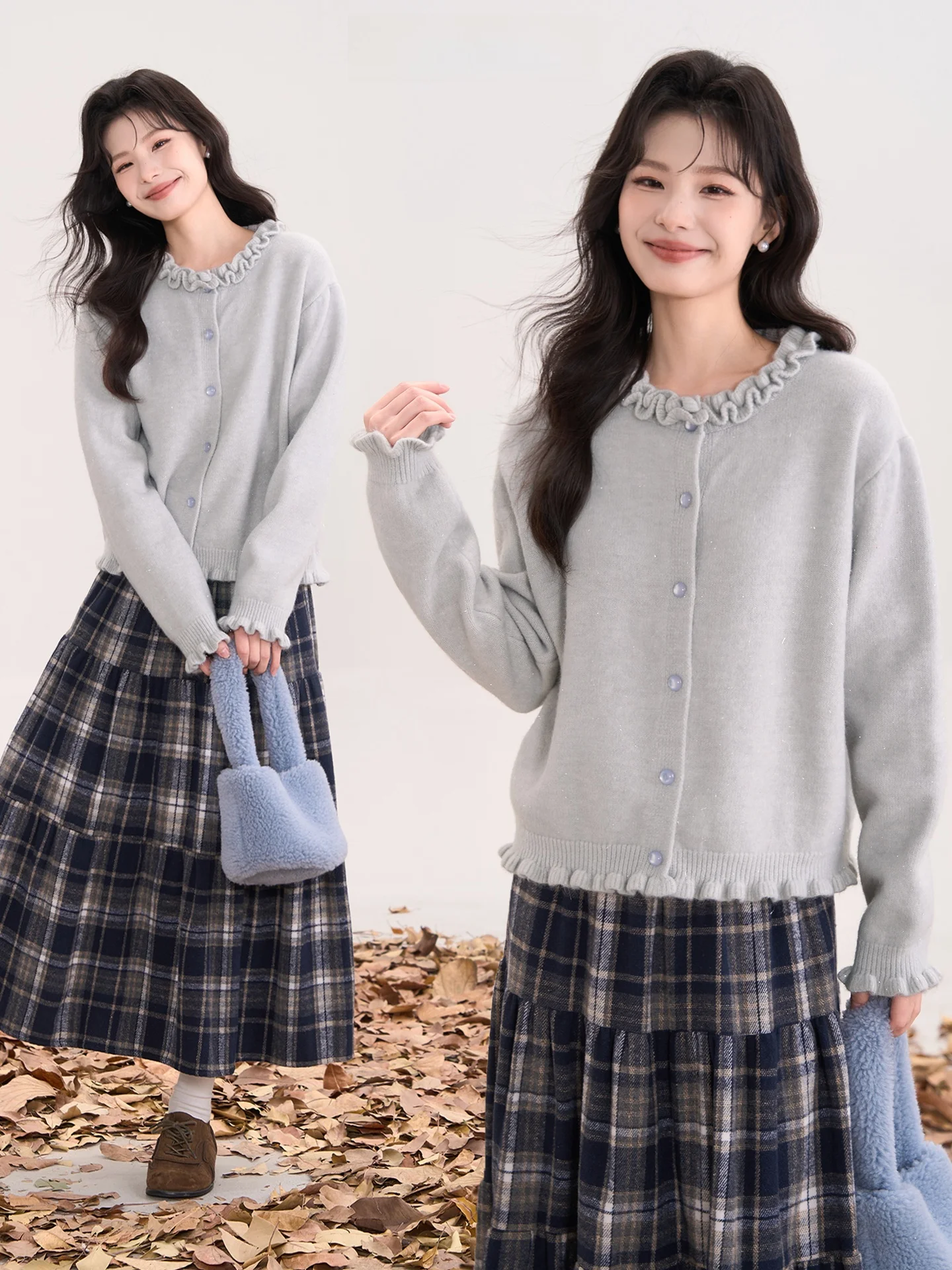 

Sweet Tangerine Wanderlust Knitwear Women's New Year Aosphere Sense iny Tead Sweater with Wood ain Ruffle