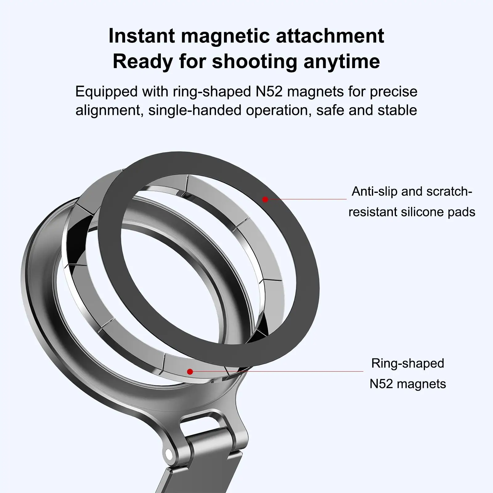 PULUZ Dudukan Ponsel MagSafe Magnetik Sepatu Dingin Dudukan Ponsel Pintar Pada Kamera Dapat Dilipat untuk Seri iPhone 16 15 14 13 12