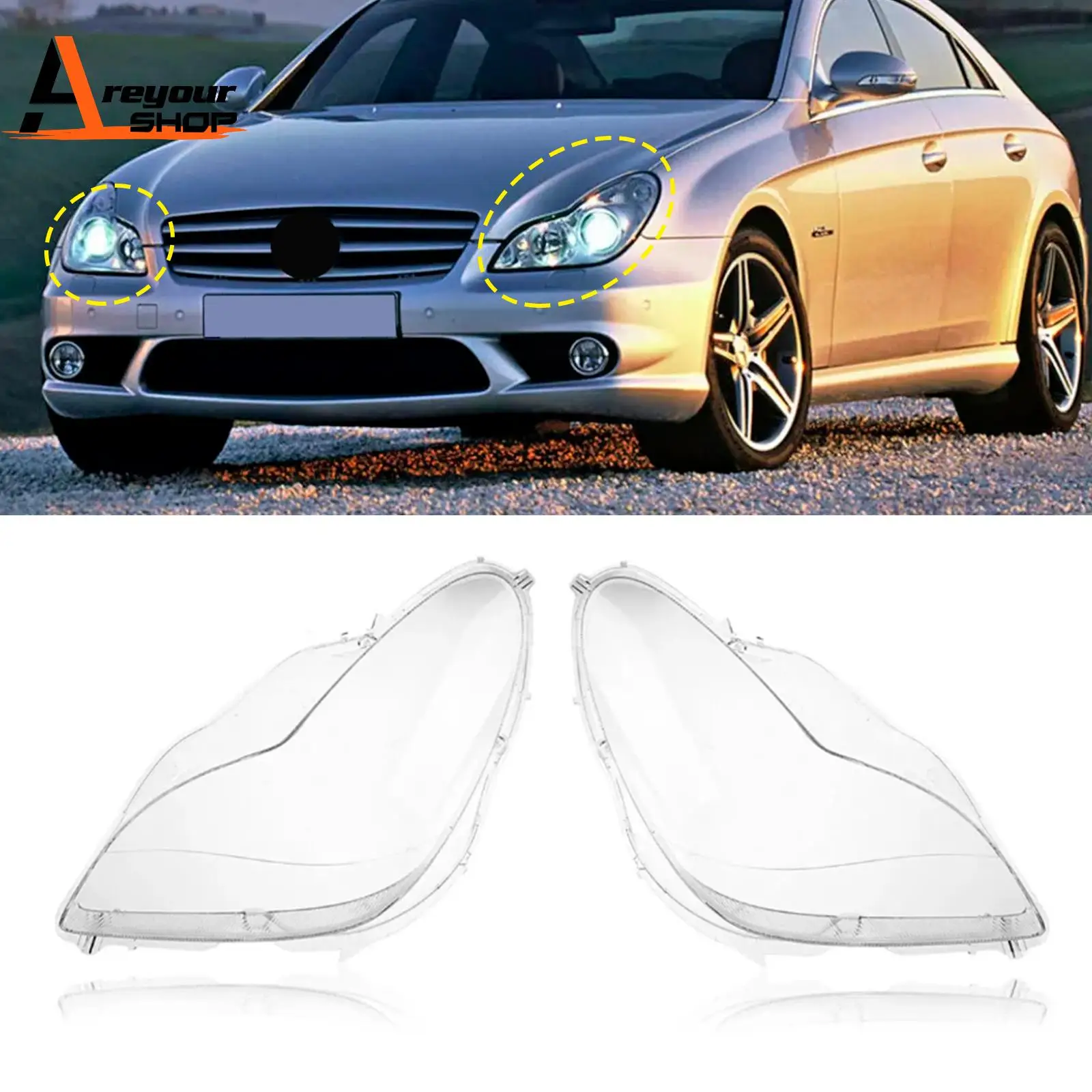 

2 шт., стеклянная прозрачная крышка передней фары для Mercedes W219 CLS350 CLS500 2006 2007 2008 2009 2010 2011