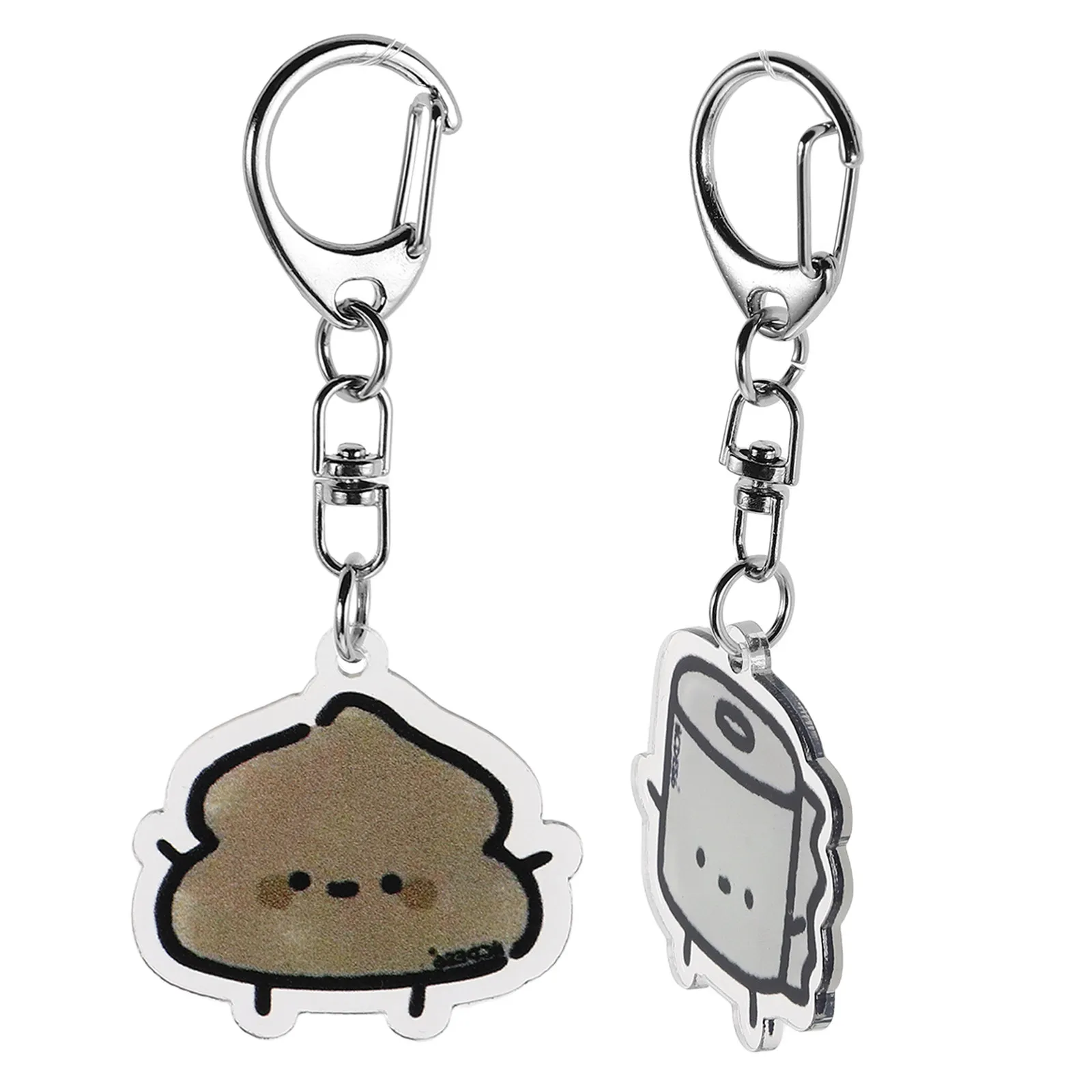 2Pcs Novelty Toilet Series Keychain Roll Paper Shaped for Women Cute Bag Charm Durable Key Holder for Handbags Backpack