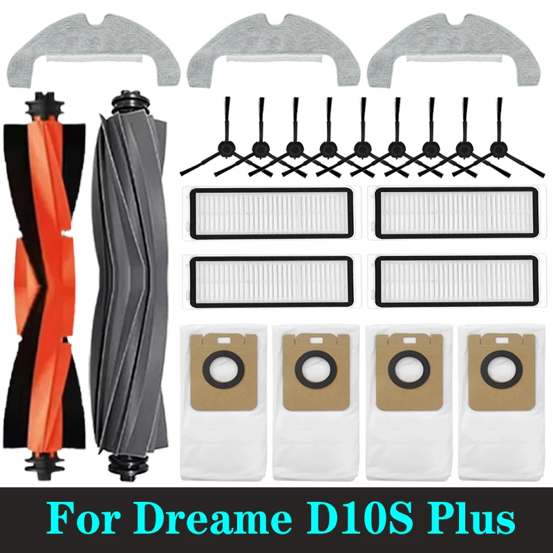 Dreame Bot D10s Plus D9 Plus Robot Vacuum Spare Parts Main Side Brushes Mop Cloths HEPA Filters Dust Bags Accessories