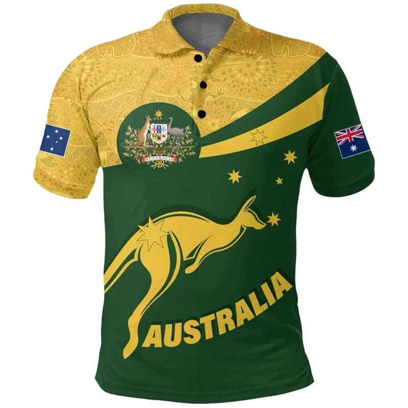 Australia Flag Map 3D Printed Polo Shirts For Men Clothes Australian National Emblem POLO Shirt Casual Man Short Sleeve Tee Tops
