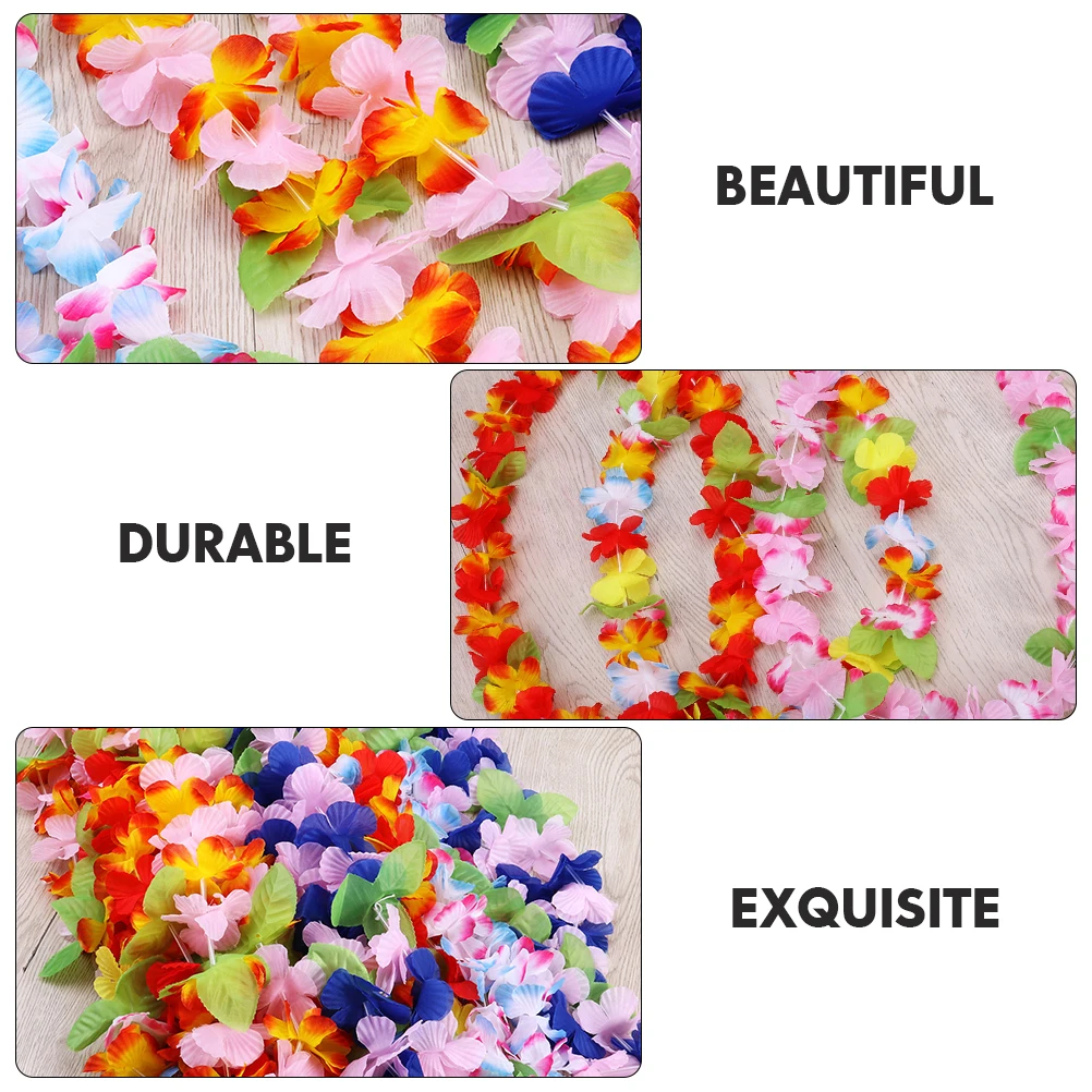 

24pcs Bright Cloth Wreaths Hawaiian Leis Decorative Festival s Party Supplies Tropical Holiday Accessories