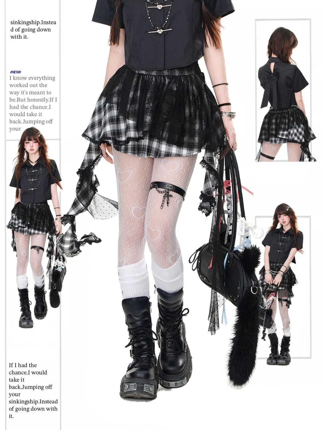 Sous-culture-Jupe en dentelle taille haute pour femme, Streetwear vintage, Kawaii, Harajuku, Rayures, Punk, Grunge, Esthétique, Y2k
