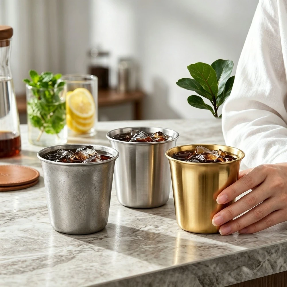 1pc 350ML Retro Stainless Steel Outdoor Coffee Cup Travel Coffee Milk Tea Cups Office Beer Mugs Cold Drinks Drinkware Great Item