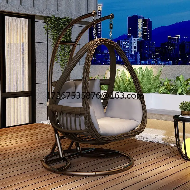 

Outdoor Hanging Basket Durable Bird's Nest Hanging Rattan Chair Patio Rocking Chair Hammock Balcony Rocking Lounge Chair