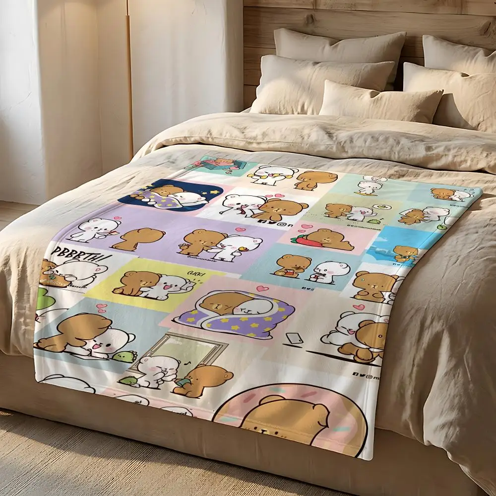 Cartoon M-Milk & MochaS Throw Short Plush Throw Blanket Soft Skin-Friendly Multi-Scene Home Office