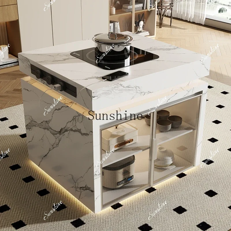 Rock slab dining table integrated kitchen multi-functional sink guide tableYY