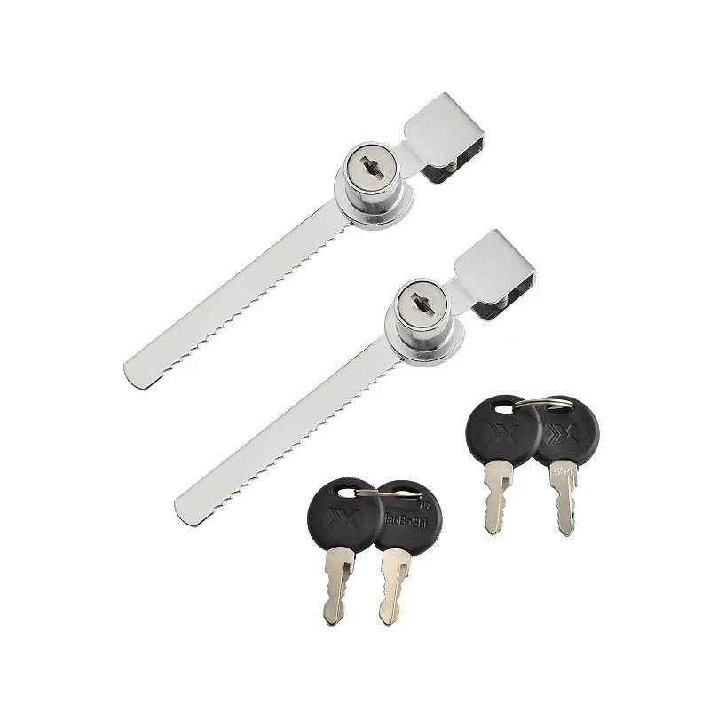 2Pcs Sliding Glass Door Lock Ratchet Lock with Chrome Finish Keyed Alike Showcase Display Case Security Lock for Home