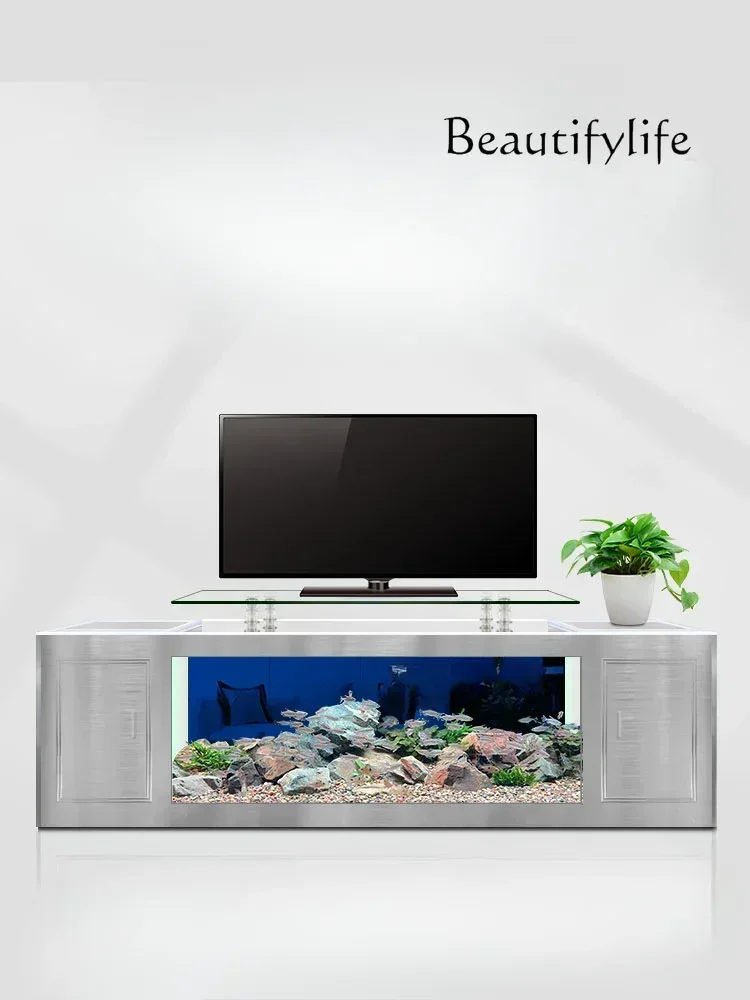 TV Cabinet Fish Tank Living Room New Floor Large Ecological Glass Change Water Goldfish Turtle Jar