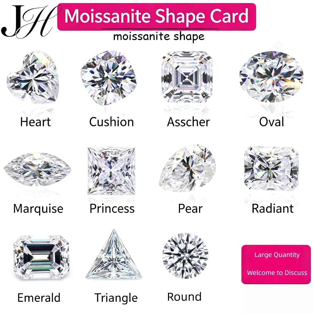 JOIAS HOME D Color Moissanite Stone Round / Oval / Pear / Radiant / Emerald / Heart / Princess / Cushion / Asscher Cut 0.5-5.0ct