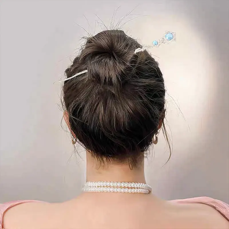 أعواد شعر على شكل نجمة للكعك شعر طويل صيني هانفو آسيوي عتيق، دبابيس شعر طويلة للنساء والفتيات