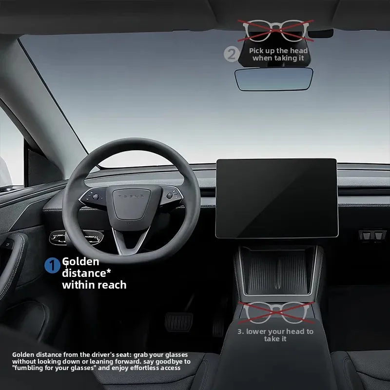 Silikon-Brillenhalter für Tesla Model 3 Highland 2024 & Model Y Juniper 2025 Mittelkonsole Brillenaufbewahrungsbox Rutschfest – Detail 4