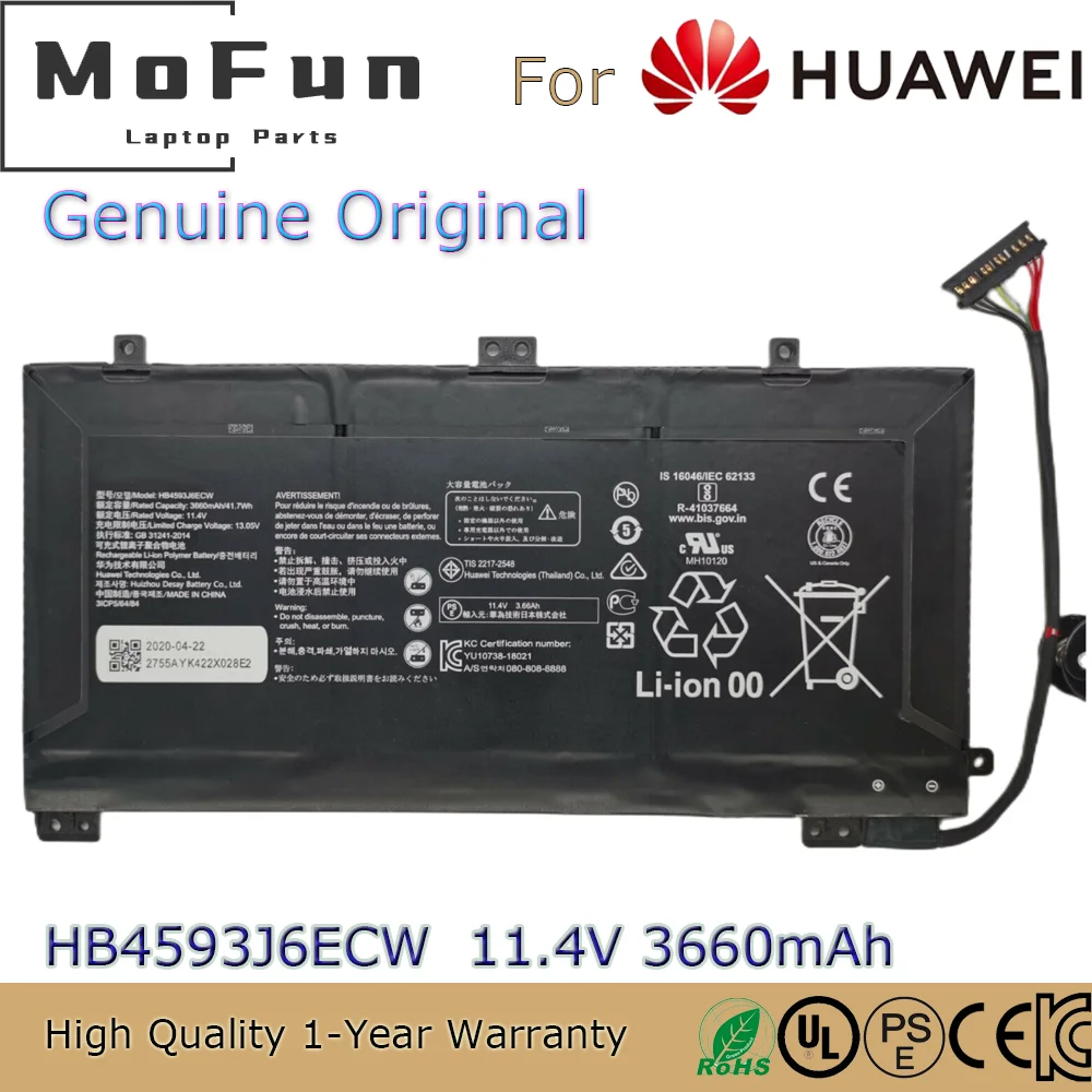 

Новый оригинальный HB4593J6ECW 11,4 V 41.7Wh Аккумулятор для ноутбука Huawei MateBook 13 WRT-W19 WX9 W29