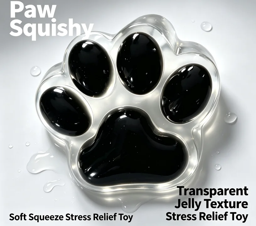 Transparent Black Cat Paw Squishy Toy Soft Jelly Squeeze Anti-Stress Fidget Sensory  Anxiety Relief Gift for everyone