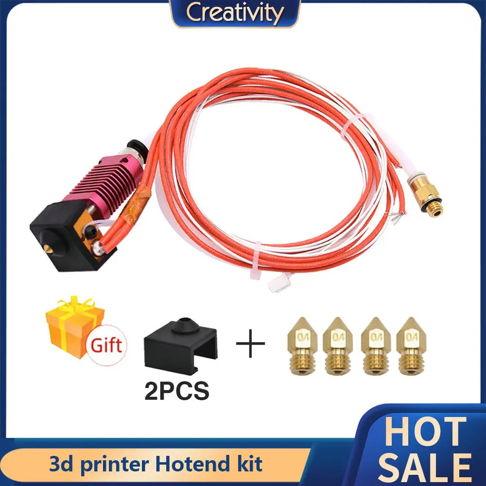 Kreativitas 3d printer Hotend kit 0.4mm Nozzle 1.75mm filamen untuk Ender3 CR10 Ender 5 Ender 3v2 Neo Ender 3 V3SE 3d printer Hotend