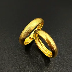 18k Yellow Gold Smooth Matte Ring for Couple Women Men Vintage Wedding Engagement Birthday Fine Jewelry Match Couple Ring Gifts