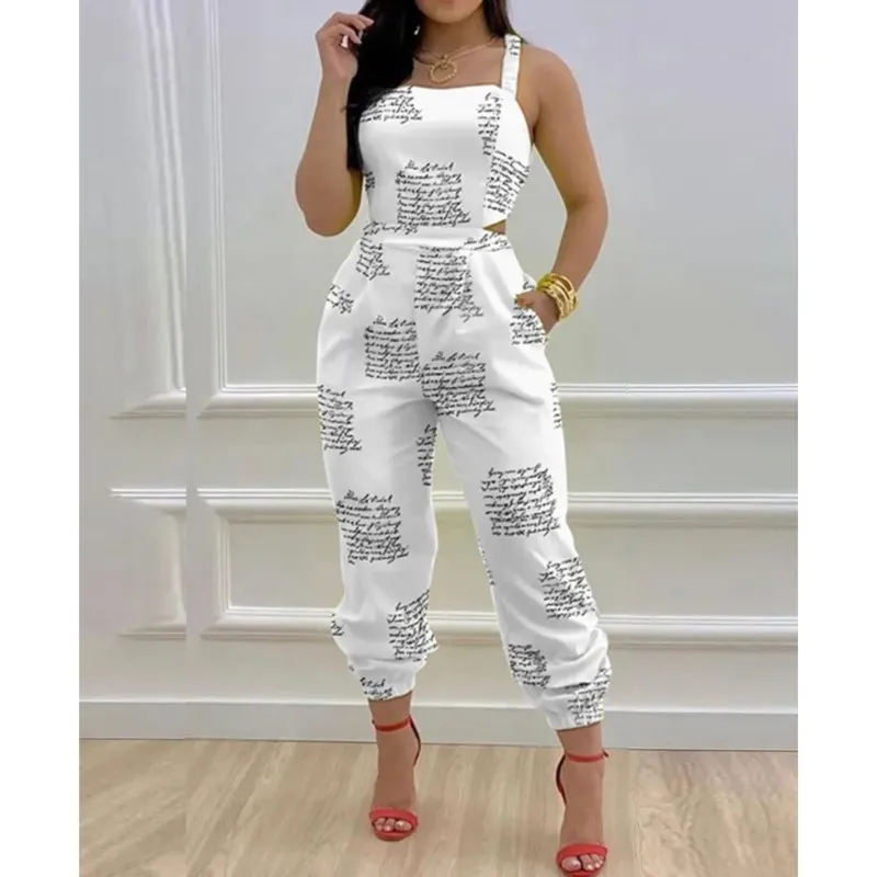 

Women's Jumpsuit Fashion Sexy Bowknot Suspender Printed Jumpsuits Elegant Casual High Waist Jumpsuit For Women Summer Streetwear