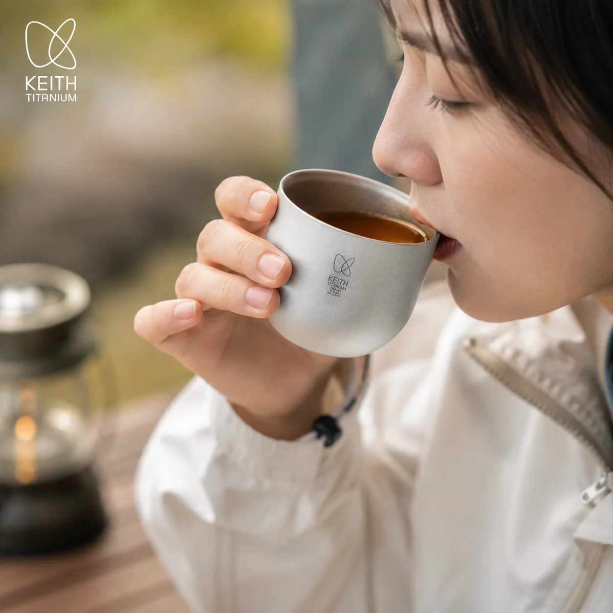 KEITH Pure Titanium Tea Cup 150ml Double Wall Anti-scald Mini  Cup Ultralight Portable Drinking Cup for Camping Travel Home use