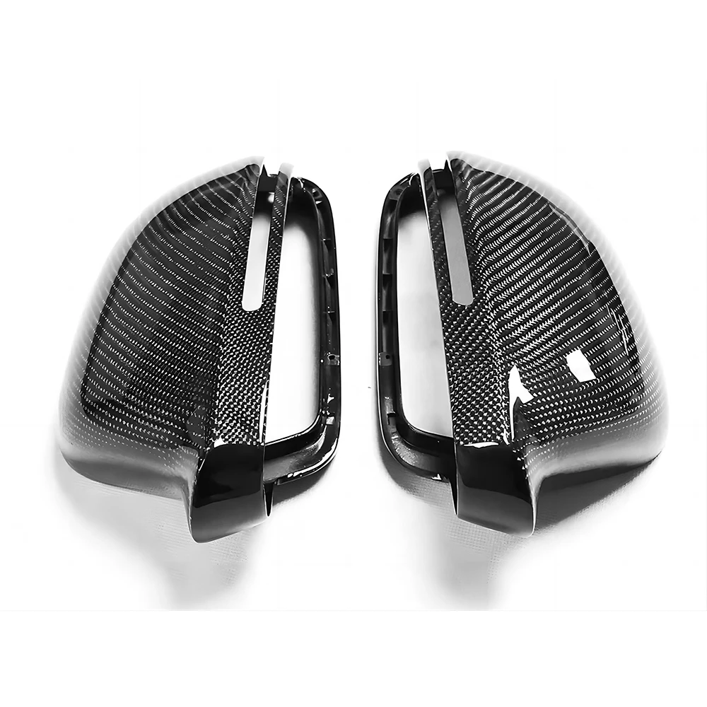 Replacement Rearview Side Mirror Covers Cap For Audi 13-16 Q3 Real Carbon Fiber Casing Shell Without Blind Spot Assist