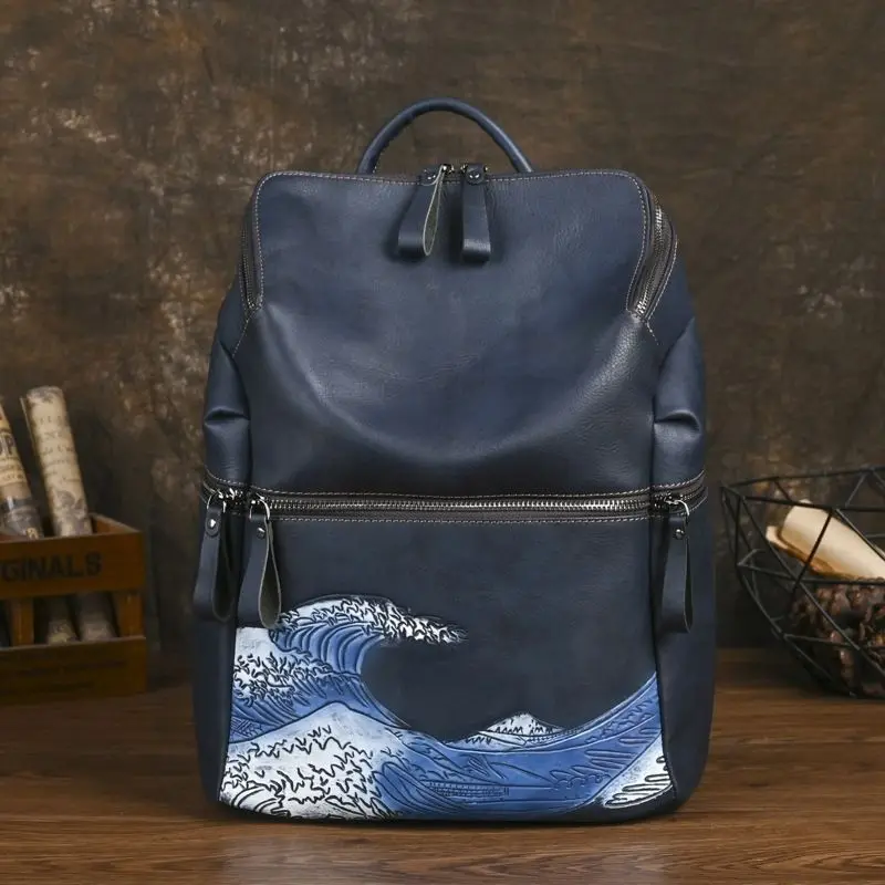 

New Vintage Cow Genuine Leather Women Backpacks Luxury Brand Female Real Natural Leather Ladies Girl Student Casual Backpack
