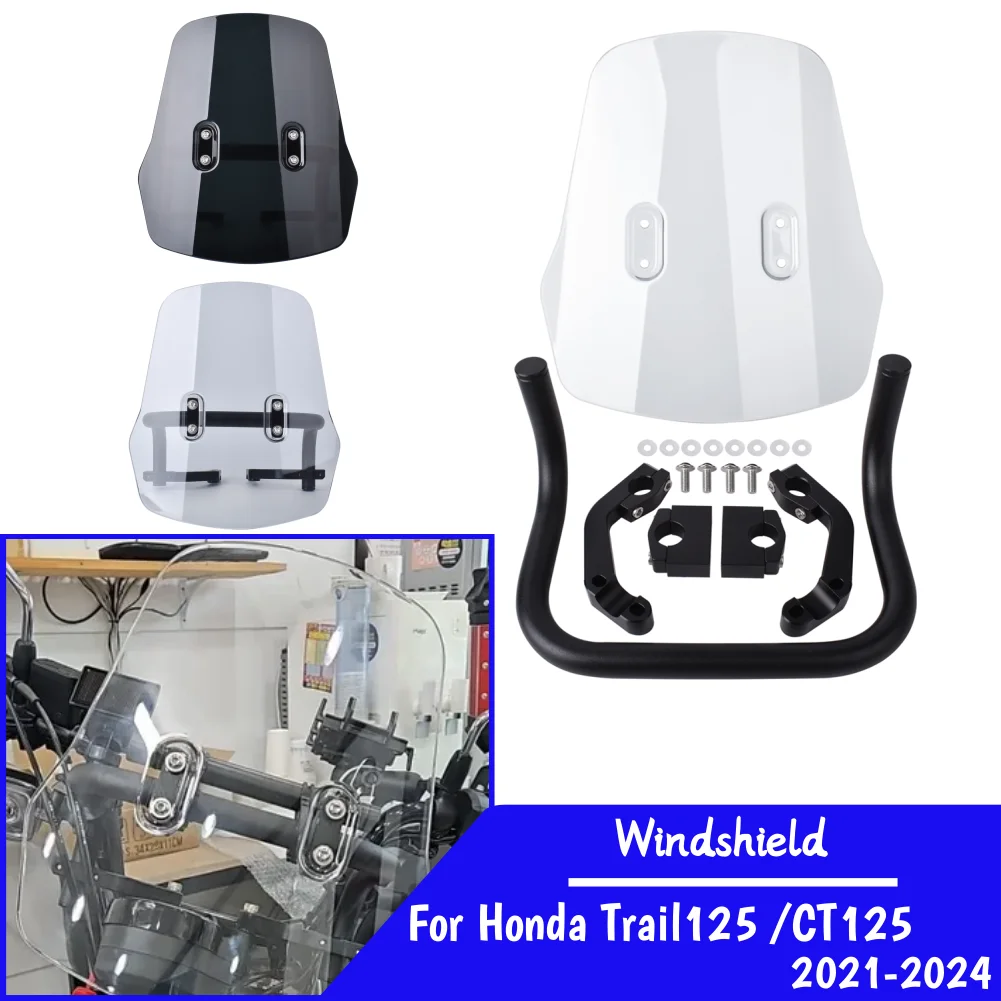 Motorcycle Windshield Windscreen For Honda Trail125 CT125 2021-2024 Trail CT Hunter Cub 125 Wind Shield Screen Air Deflectors