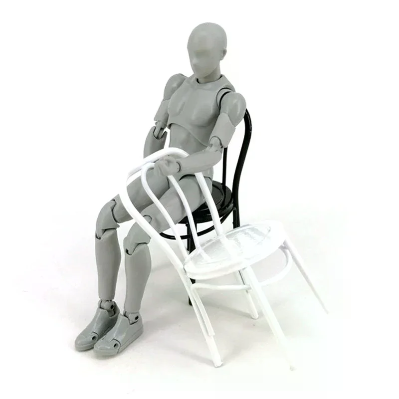 Dollhouse Miniature Matal Bistro Backrest Chair Artificial Home Iron Dinning Chair Fairy Garden Building Furniture Acces view 3