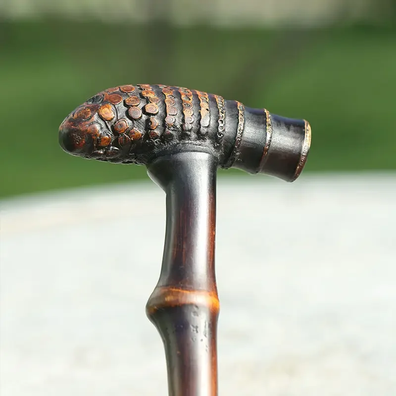 

Новая бамбуковая трость ручной работы с бамбуковыми корнями, Т-образная походная трость для пожилых людей, противоскользящая и легкая трость