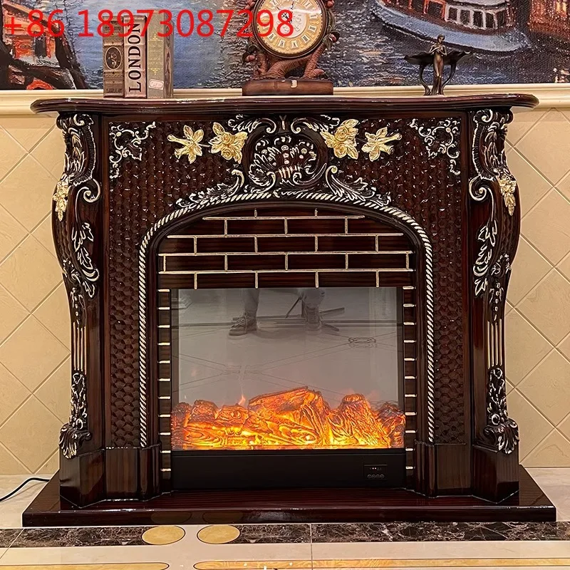 

European fireplace American entryway cabinet electronic fireplace villa living room flame heating