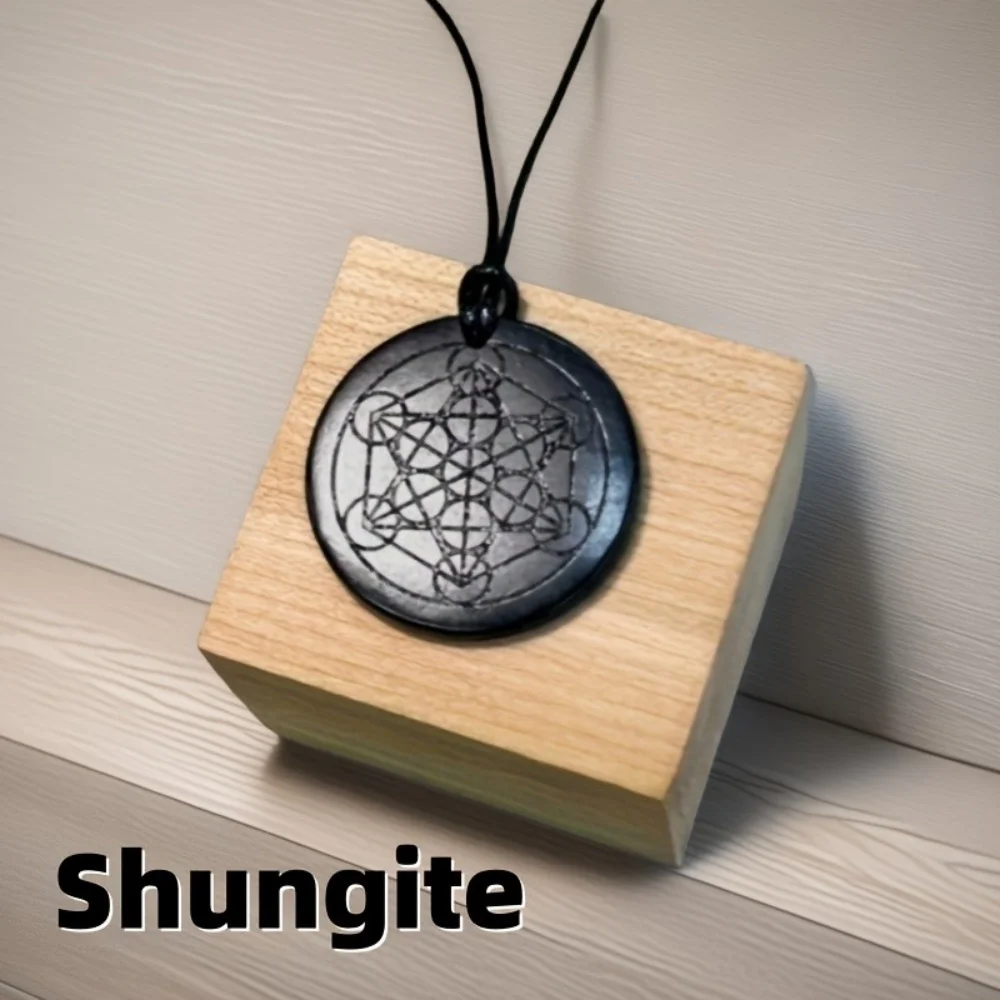 Natural Shungite Metatron Pendant Crystal Plates Anti-Radiation Protection Stickers Minerals 3D Pattern anti radiation sticker