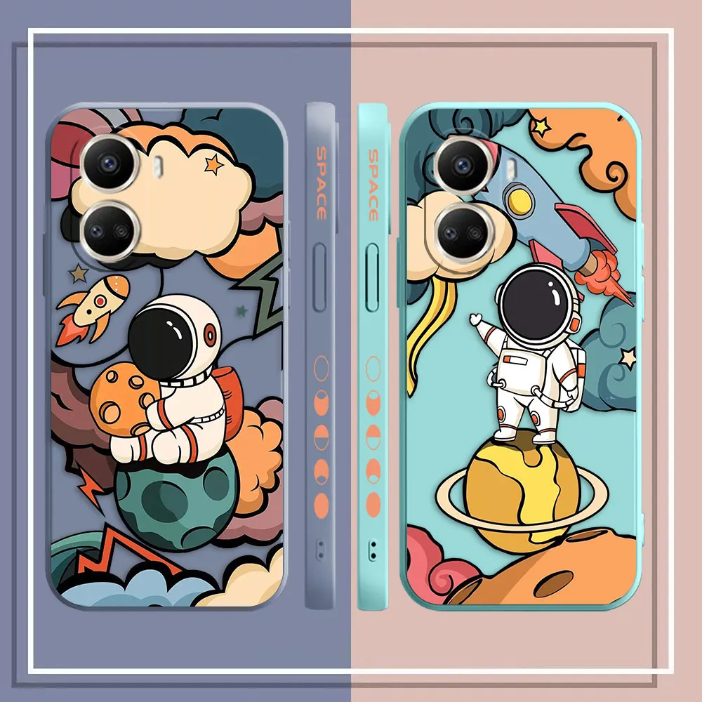 Cartoon Space Rocket Astronaut Phone Case For Huawei NOVA 9 8 7 6 5I 5 4 3 3I 2 SE Y70 Y7 Y9 2019 PRO PLUS 5G Case Funda Shell