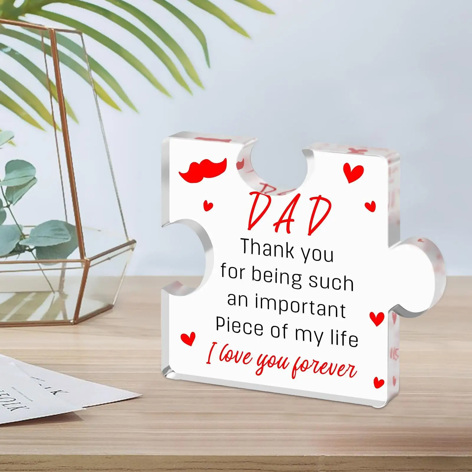 Father Day Puzzle Sign Heartwarming Plaque Birthday Gifts for Papa From Sons