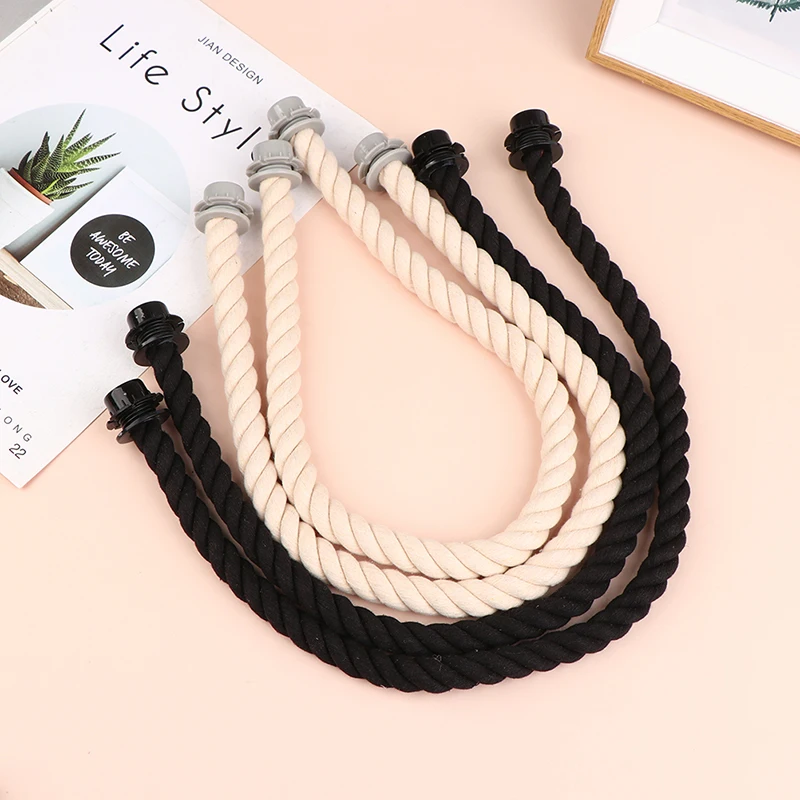 2pcs 65cm Obag Rope Handle Strap Hemp Rope Tote Strap Obag Handles Bag Accessories Durable Strap With 2 Screwed Caps