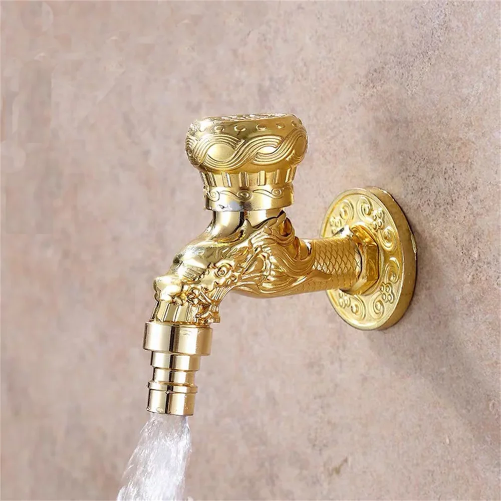 

Zinc Alloy Tap Decorative Outdoor Garden Faucet Washing Machine Mop Tap Bathroom Faucets Retro Carved Wall Bottle Tap Bibcock