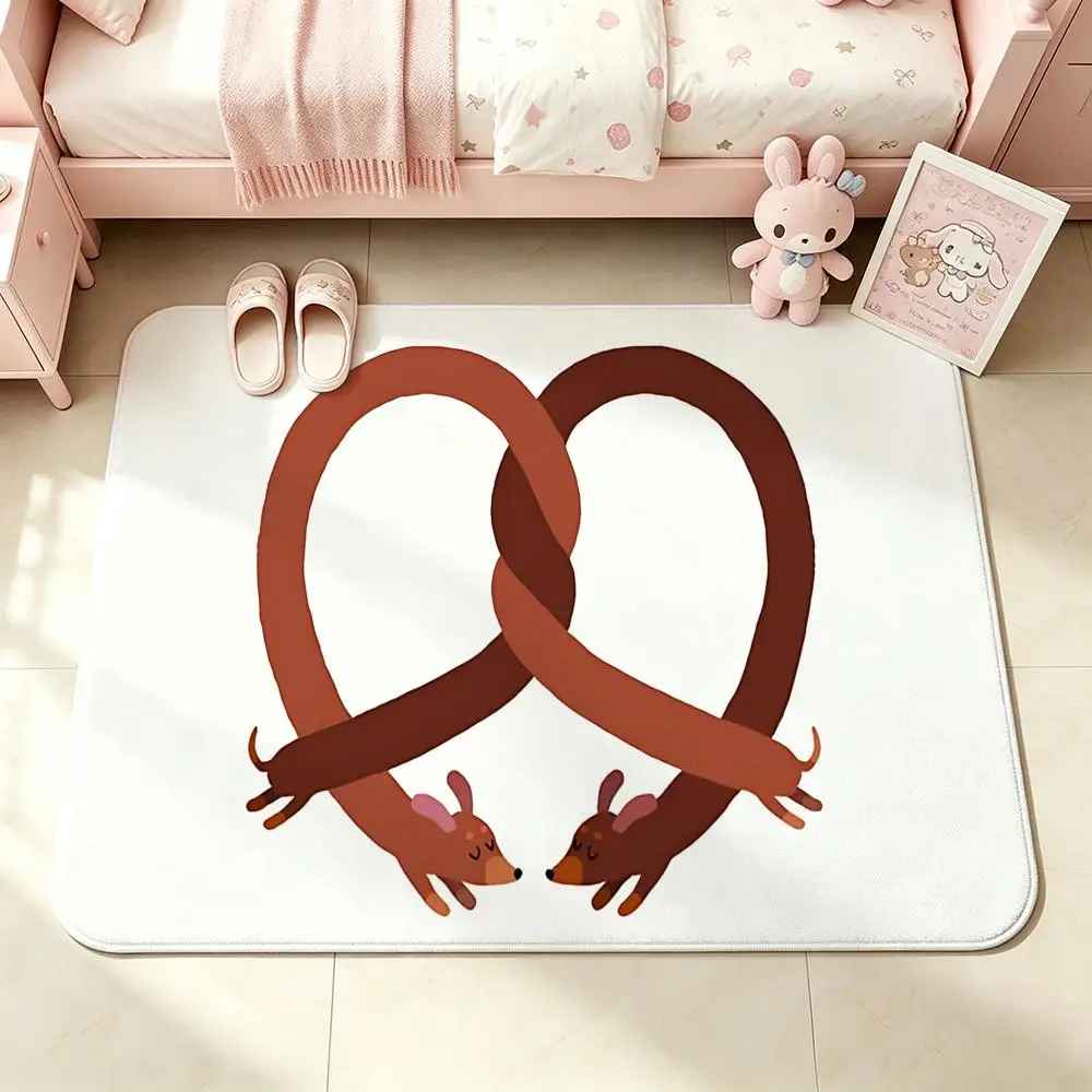 Dachshund Love Couple Floor Mat Bedroom Carpet, Bathroom Foot Mat, Doormat, Non-Slip Absorbent Multi-Use