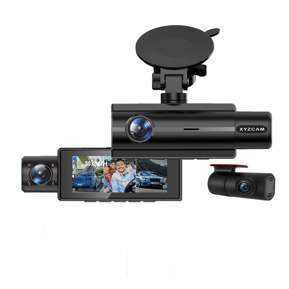 

Three Lens 3 Channel Car DVR Dashcam Camera Rear Vision FHD 1080P 3.16 IPS Parking Guard Auto Video Recorder GPS Dash Cam