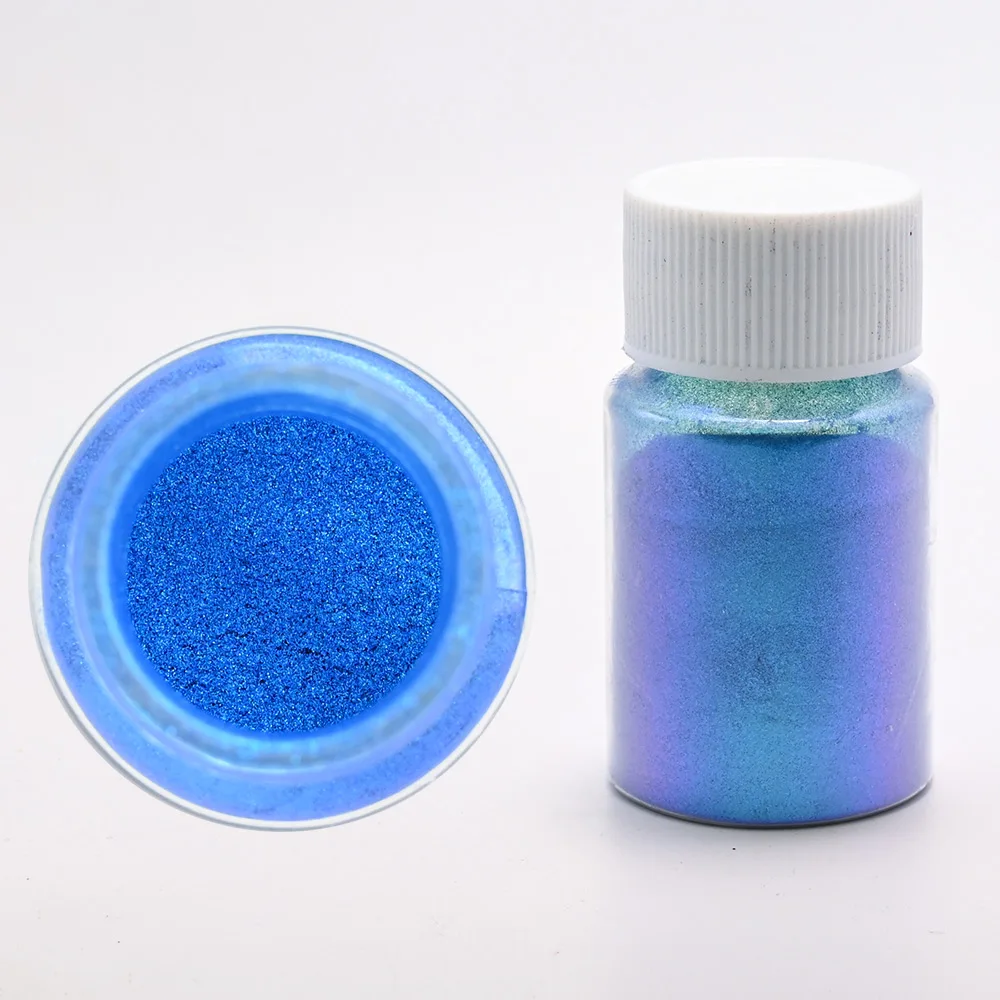 1 garrafa 10g pó camaleão azul arte do prego pigmento cromado mudança de cor efeito metálico pó perolado camaleão glitter
