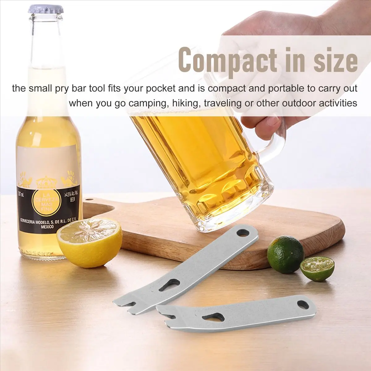 A11I 8 Pieces Mini Pry Bar Stainless Steel Flat Bar Multifunction Small Pry Bar Mini Crowbar Survival Opener Tool Set