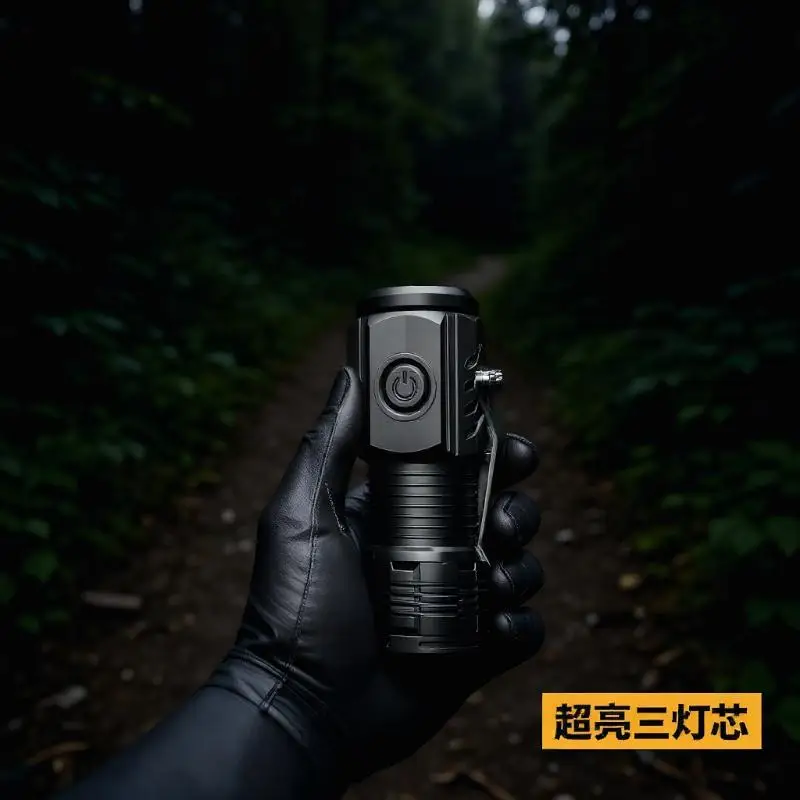 Set Senter Mini LED Ringkas - Senter Taktis 3 Mata Daya Tinggi yang Dapat Diisi Ulang