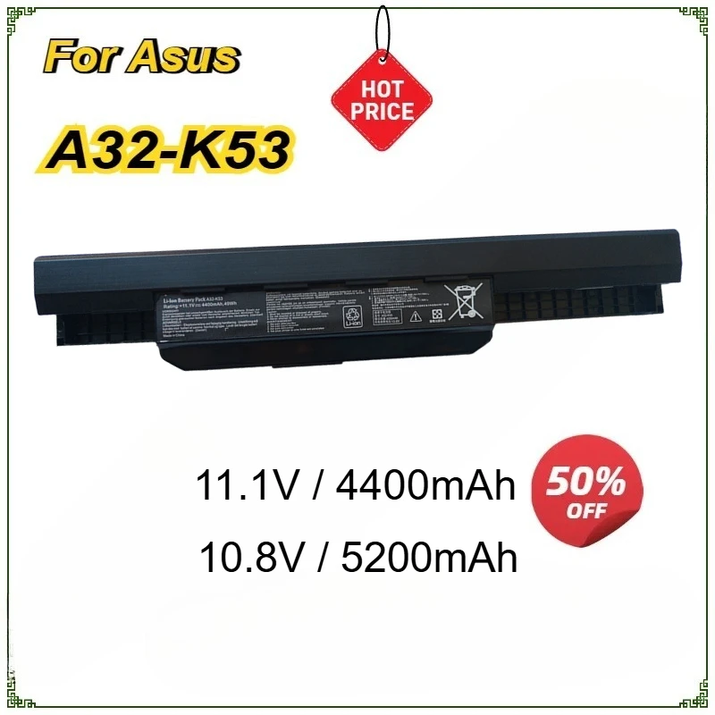 

Laptop Battery A32-K53 for ASUS K43 K43E K43J K43S K43SV K53 K53E K53F K53J K53S K53SV A43 A53S A53SV A41-K53 6 Cells Bateria
