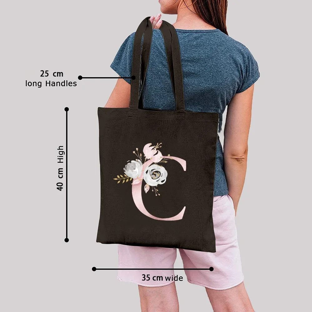 Bags for Women Tote Bag Shopping Bags Pink Flower Pattern Series Eco Shopper Shoulder Bag College Student Canvas Handbag 2024 2