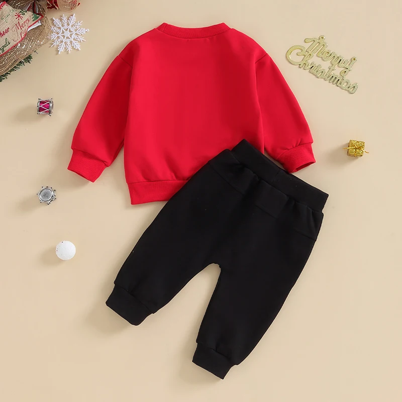 Baby Boy Girl Christmas Outfits Classic My First Christmas Long Letter Pattern Sweatshirt Set Toddler Fall Clothes