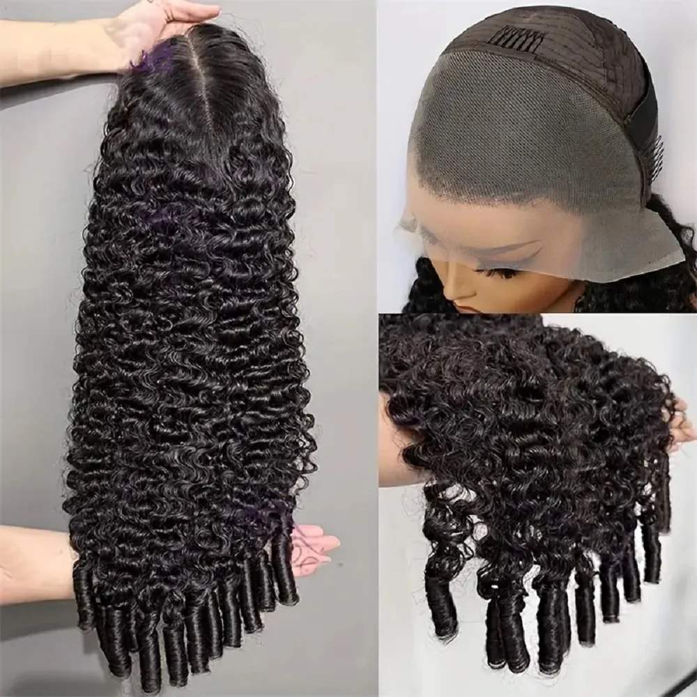 200 Density 13x4 13x6 HD Transparent Full Lace Frontal Wigs Natural Colored 46 Inch Burmese Curly Wave Human Hair Wigs For Women view 2