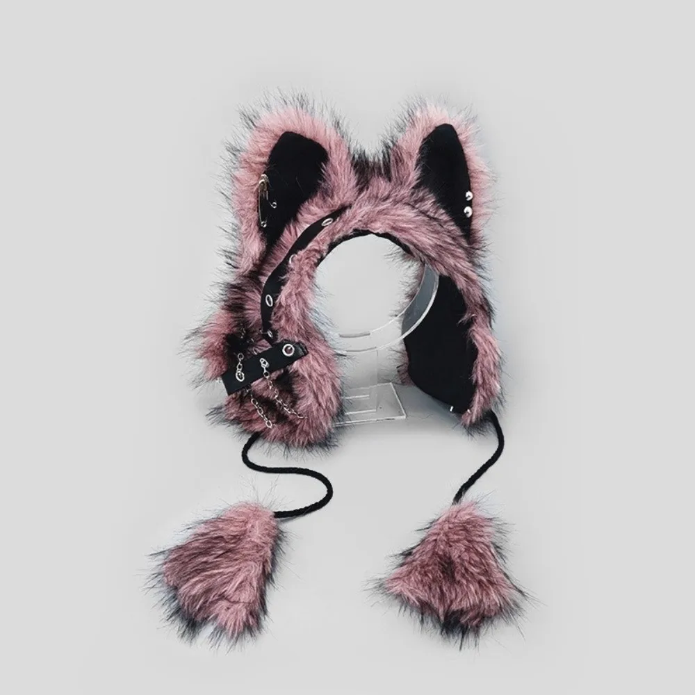 Kawaii Y2K Gothic Cat Ear Earmuffs Cosplay Wind-proof Winter Plush Earmuffs Thick Warm Headwear Faux Fur Ear Flaps Women