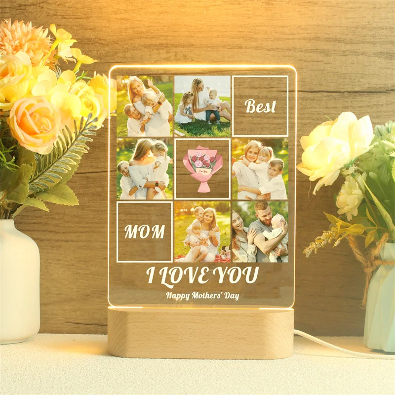 Personalized Photo Night Light,Custom Photo Collage Lamp,Mother\'s Day Gift,Gift for Mom, Photo Collage Gift