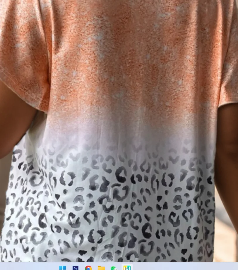 2024plus Size Short sleeved T-shirt women\'s casual European and American style V-neck gradually changing color short sleeved top